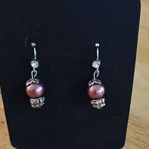 Elegant Silver and Pink Pearl Earrings